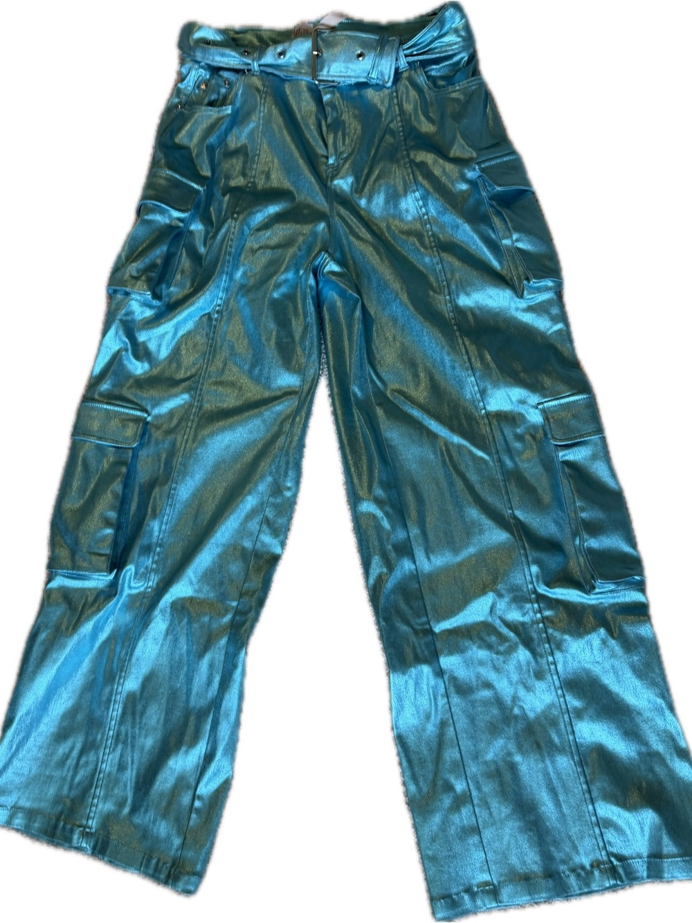 Oh Polly x Bratz Metallic Teal Cargo Pants - size US 8
